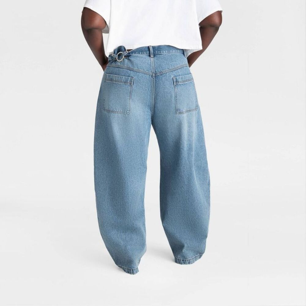 KBB by Kahlana - Women's Mid-Rise 'The Barrel Leg Je Blue - Picture 2 of 3